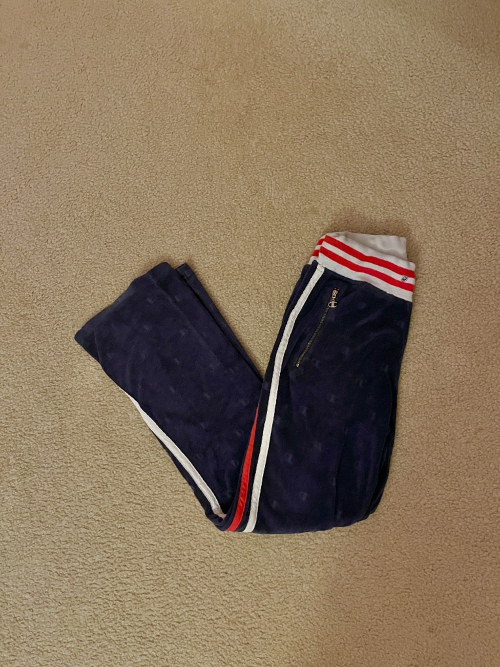 Champion terry flare sweatpants in red white and blue